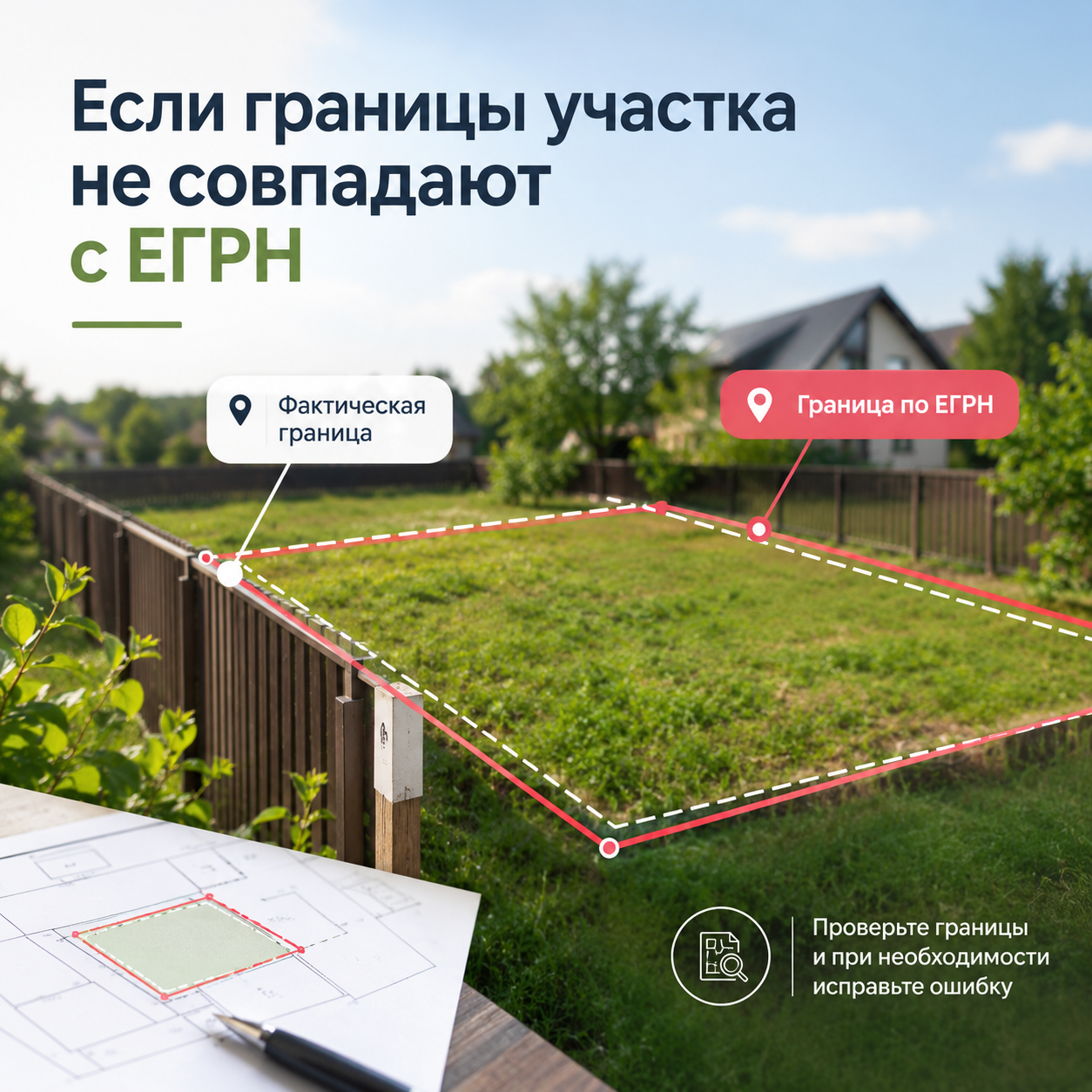 🏡 Что делать, если фактические границы участка не совпадают с границами в ЕГРН?